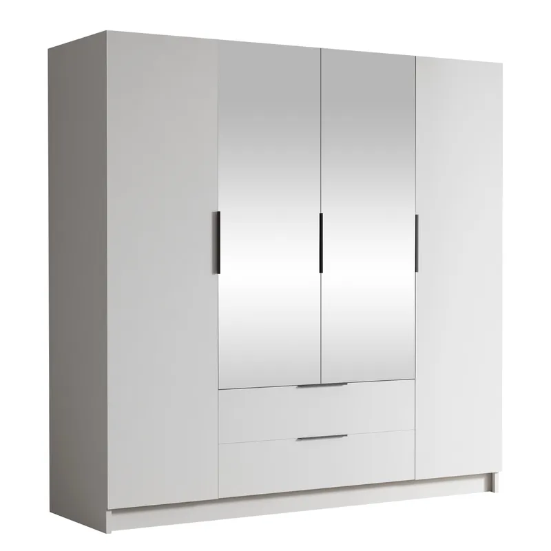 Kelros Vaatekaappi peilillä 200x216 cm, Valkoinen