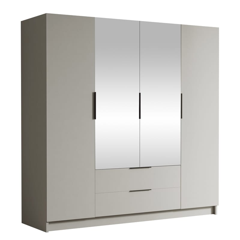 Kelros Vaatekaappi peilillä 200x216 cm - Beige - Säilytys - Vaatesäilytys - Vaatekaappi