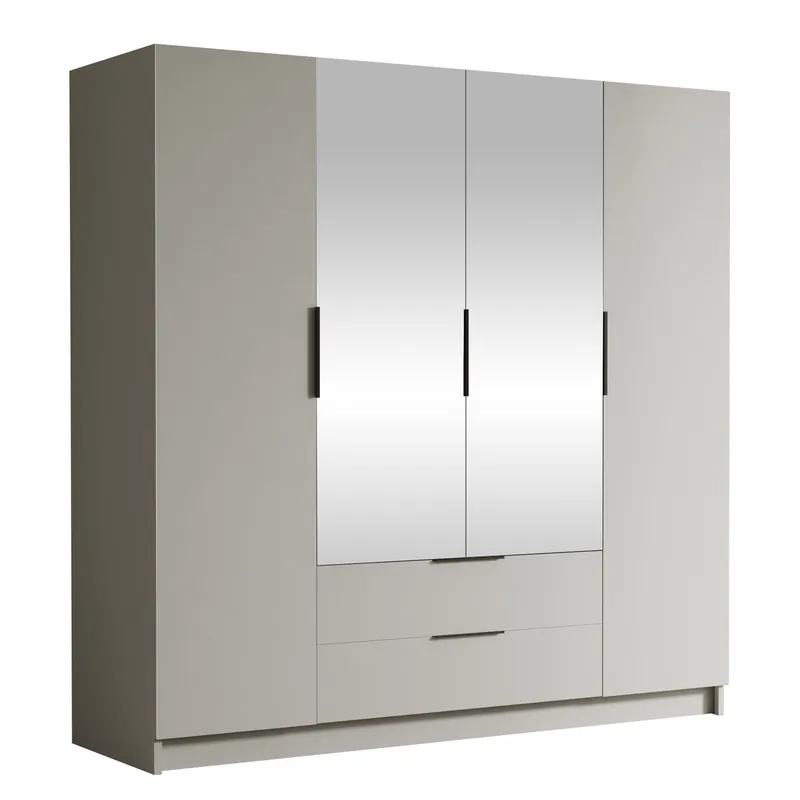 Kelros Vaatekaappi peilillä 200x216 cm - Beige - Säilytys - Vaatesäilytys - Vaatekaappi