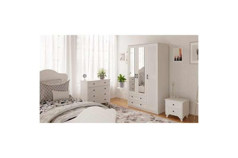 Kesra Vaatekaappisskåp 105x184 cm - Matta Valkoinen - Säilytys - Vaatesäilytys - Vaatekaappi