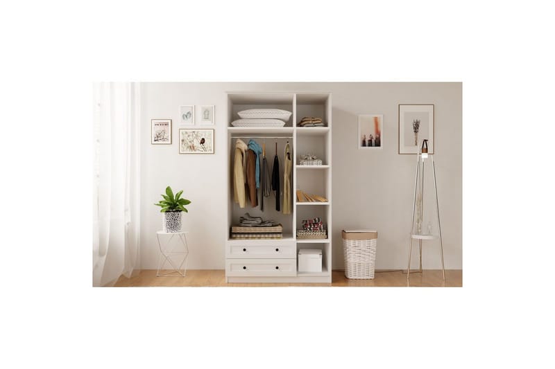 Kesra Vaatekaappisskåp 105x184 cm - Matta Valkoinen - Säilytys - Vaatesäilytys - Vaatekaappi
