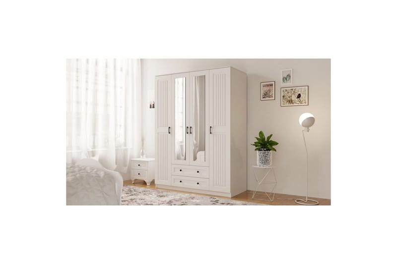 Kesra Vaatekaappisskåp 140x184 cm - Matta Valkoinen - Säilytys - Vaatesäilytys - Vaatekaappi