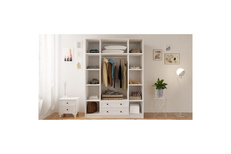 Kesra Vaatekaappisskåp 140x184 cm - Matta Valkoinen - Säilytys - Vaatesäilytys - Vaatekaappi