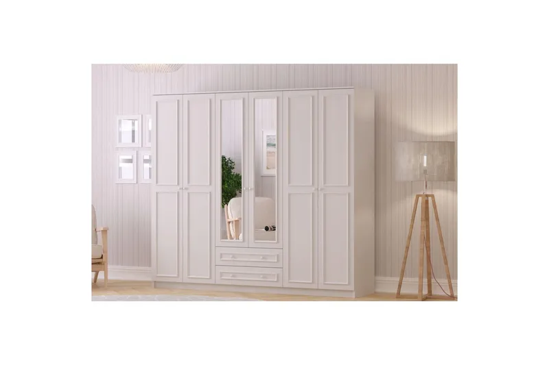 Kovric Vaatekaappi 210x210 cm - Matta Valkoinen - Säilytys - Vaatesäilytys - Vaatekaappi