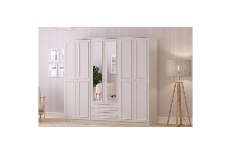 Kovric Vaatekaappi 210x210 cm - Matta Valkoinen - Säilytys - Vaatesäilytys - Vaatekaappi