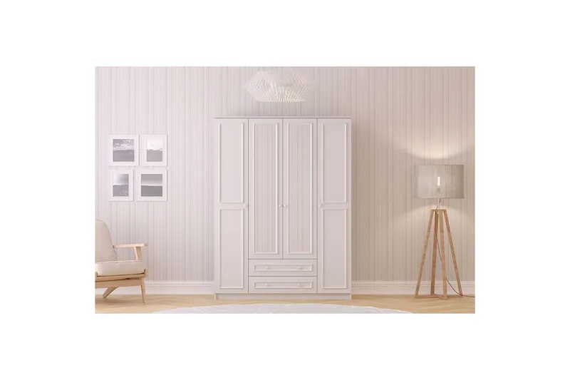 Kovric Vaatekaappisskåp 140x210 cm - Matta Valkoinen - Säilytys - Vaatesäilytys - Vaatekaappi