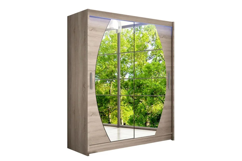 Leila vaatekaappi peilillä 150x200 cm, Beige