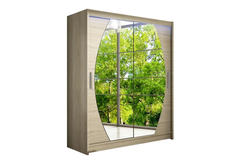 Leila vaatekaappi peilillä 150x200 cm, Beige