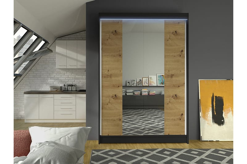 Liverpool Vaatekaappi Peilillä 120x200 cm - Säilytys - Vaatesäilytys - Vaatekaappi