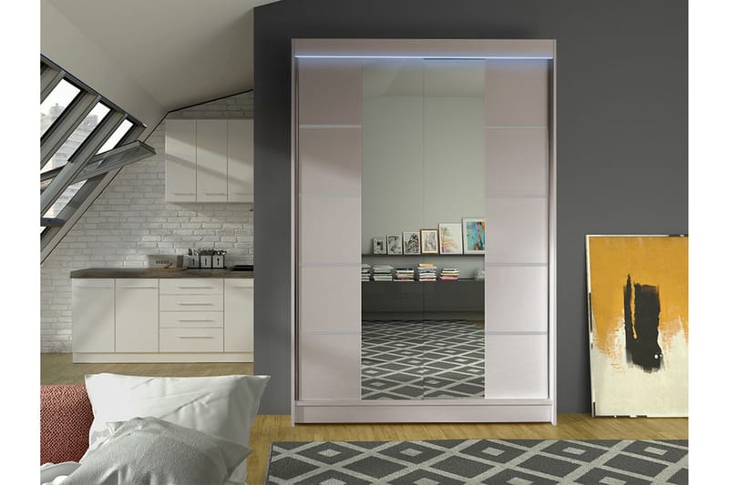 Liverpool Vaatekaappi Peilillä 120x200 cm - Harmaa - Säilytys - Vaatesäilytys - Vaatekaappi