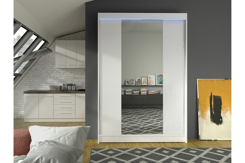 Liverpool Vaatekaappi Peilillä 120x200 cm - Harmaa - Säilytys - Vaatesäilytys - Vaatekaappi