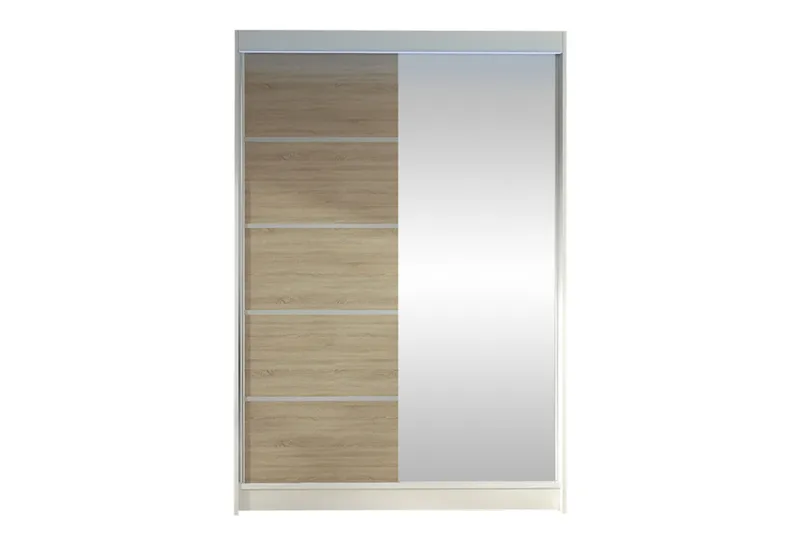 Liverpool Vaatekaappi Peilillä 120x200 cm - Valkoinen/Ruskea - Säilytys - Vaatesäilytys - Vaatekaappi