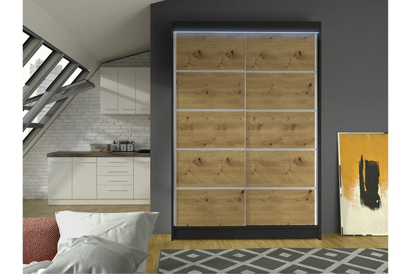 Liverpoolin Vaatekaappi 120x200 cm - Harmaa - Säilytys - Vaatesäilytys - Vaatekaappi