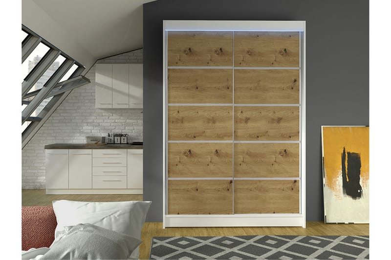 Liverpoolin Vaatekaappi 120x200 cm - Valkoinen/Ruskea - Säilytys - Vaatesäilytys - Vaatekaappi