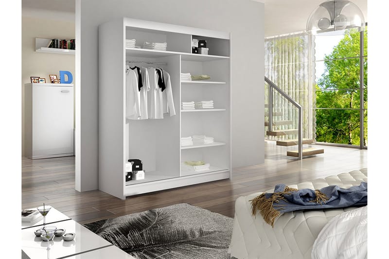 Liverpoolin Vaatekaappi 120x200 cm - Valkoinen/Ruskea - Säilytys - Vaatesäilytys - Vaatekaappi