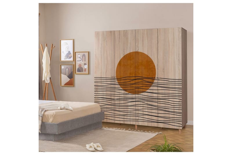 Loni Vaatekaappi 180x192 cm - Luonnollinen - Säilytys - Vaatesäilytys - Vaatekaappi