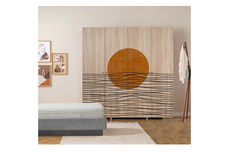 Loni Vaatekaappi 180x192 cm - Luonnollinen - Säilytys - Vaatesäilytys - Vaatekaappi