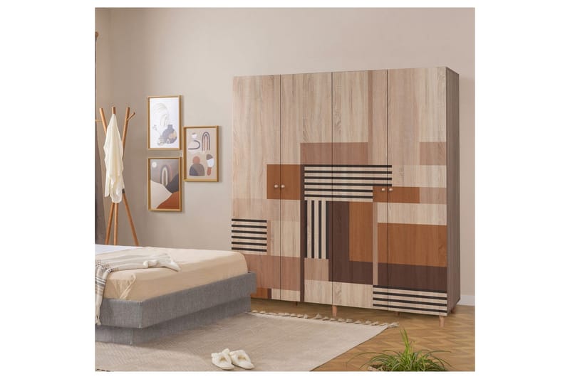 Loni Vaatekaappi 180x192 cm - Luonnollinen - Säilytys - Vaatesäilytys - Vaatekaappi