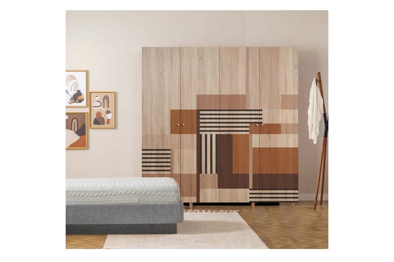 Loni Vaatekaappi 180x192 cm - Luonnollinen - Säilytys - Vaatesäilytys - Vaatekaappi