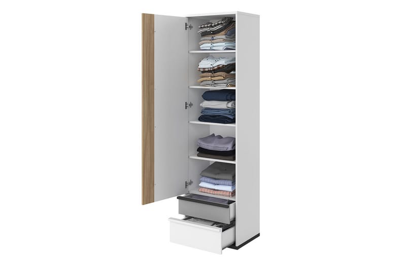 Metropolitan Vaatekaappi 55x199 cm - Ruskea/Valkoinen/Vaaleanharmaa/Musta - Säilytys - Vaatesäilytys - Vaatekaappi
