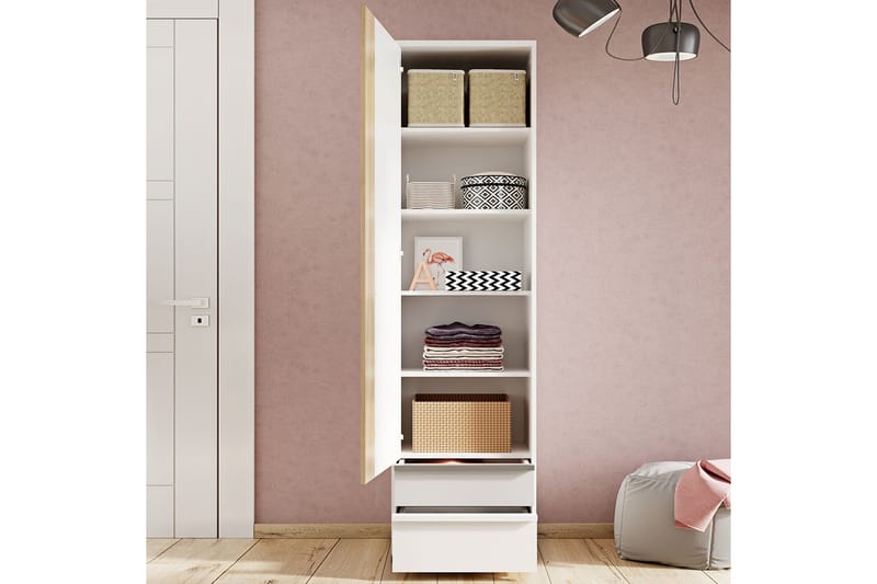 Metropolitan Vaatekaappi 55x199 cm - Ruskea/Valkoinen/Vaaleanharmaa/Musta - Säilytys - Vaatesäilytys - Vaatekaappi