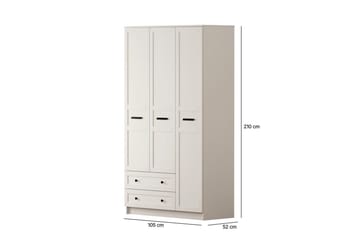 Meyra Vaatekaappi 105x210 cm - Matta Valkoinen - Säilytys - Vaatesäilytys - Vaatekaappi