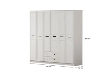 Meyra Vaatekaappi 210x184 cm - Valkoinen - Säilytys - Vaatesäilytys - Vaatekaappi