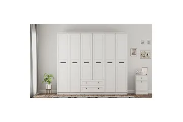 Meyra Vaatekaappi 210x210 cm - Matta Valkoinen - Säilytys - Vaatesäilytys - Vaatekaappi