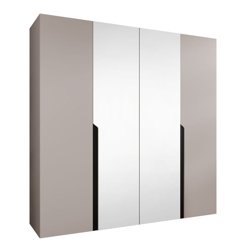 Milias-vaatekaappi peilillä 200x202 cm - beige - Säilytys - Vaatesäilytys - Vaatekaappi