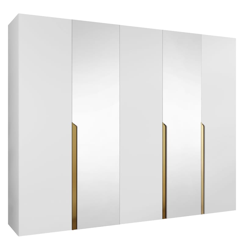 Milias-vaatekaappi peilillä 250x202 cm - valkoinen - Säilytys - Vaatesäilytys - Vaatekaappi