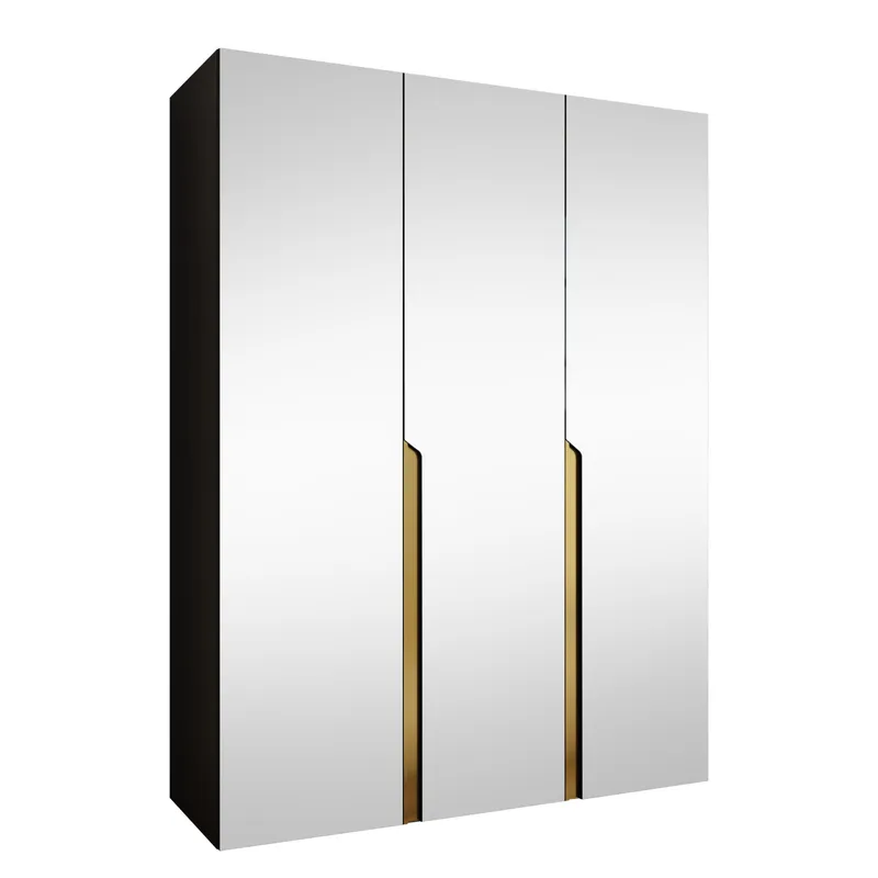 Milias-vaatekaappi peilillä 150x202 cm, musta