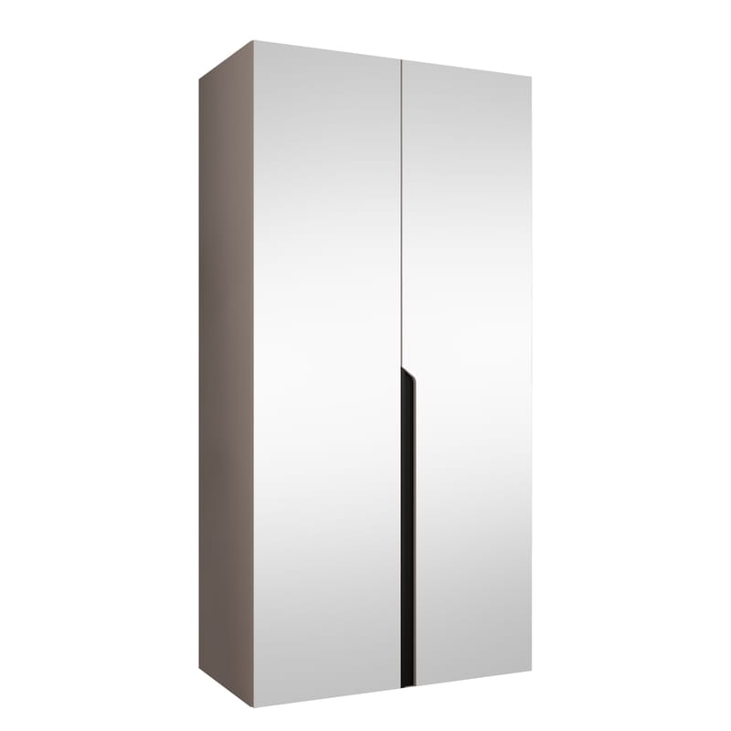 Milias-vaatekaappi peilillä 100x202 cm, beige / musta