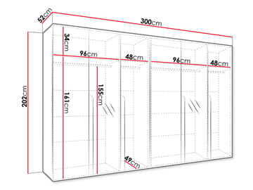 Milias-vaatekaappi peilillä 300x202 cm - Ruskea/kulta - Säilytys - Vaatesäilytys - Vaatekaappi