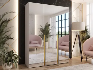 Milias-vaatekaappi peilillä 150x202 cm - beige - Säilytys - Vaatesäilytys - Vaatekaappi