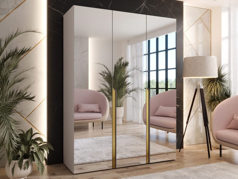 Milias-vaatekaappi peilillä 150x202 cm - beige - Säilytys - Vaatesäilytys - Vaatekaappi