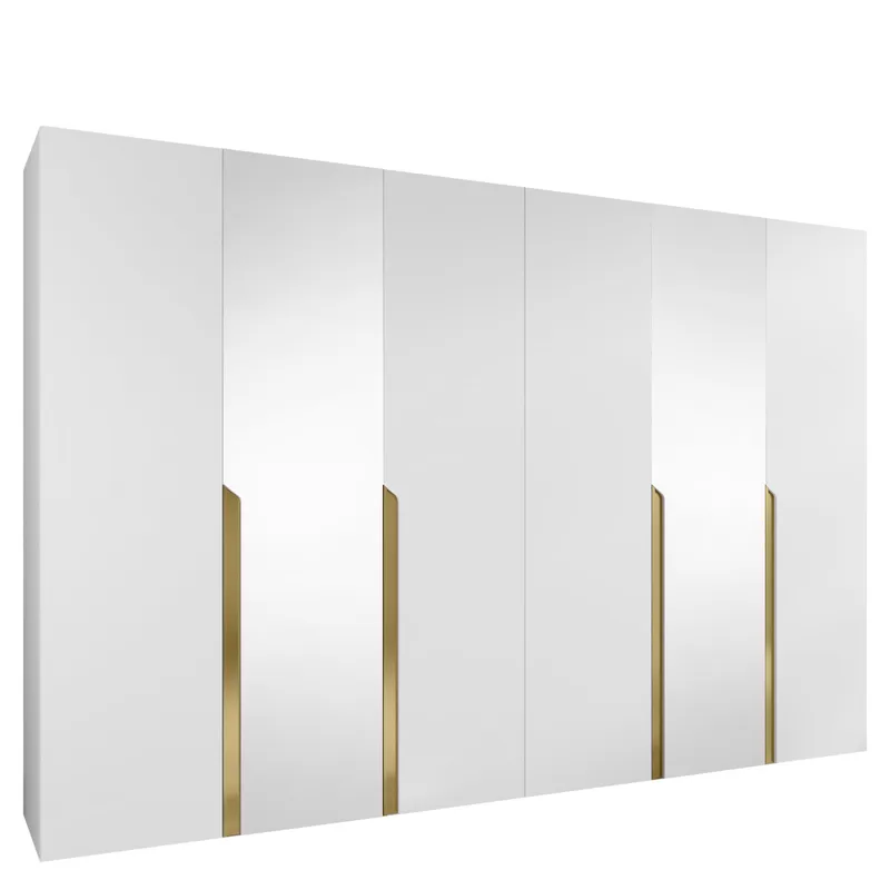 Milias-vaatekaappi peilillä 300x202 cm - valkoinen - Säilytys - Vaatesäilytys - Vaatekaappi