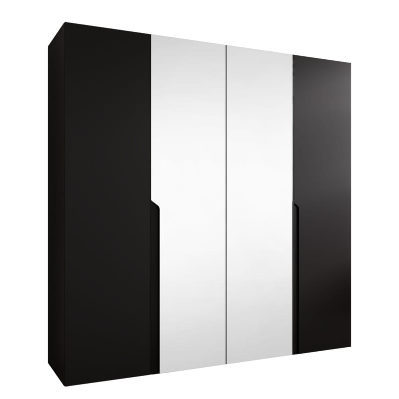 Milias-vaatekaappi peilillä 200x202 cm - musta - Säilytys - Vaatesäilytys - Vaatekaappi