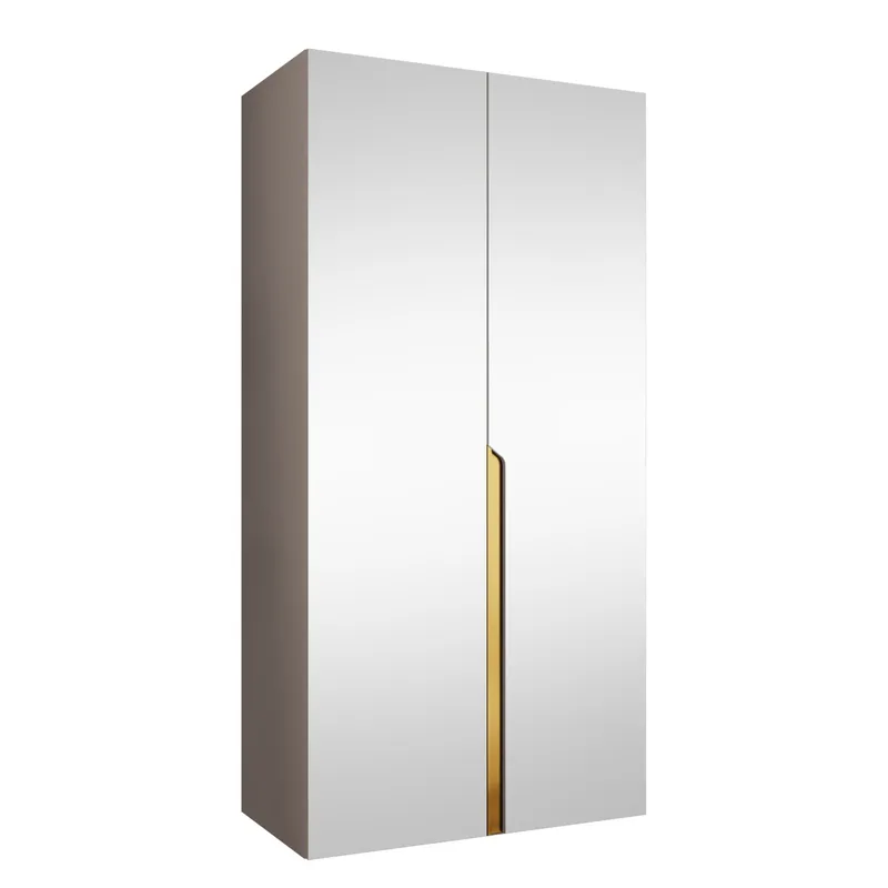 Milias-vaatekaappi peilillä 100x202 cm, beige / kulta