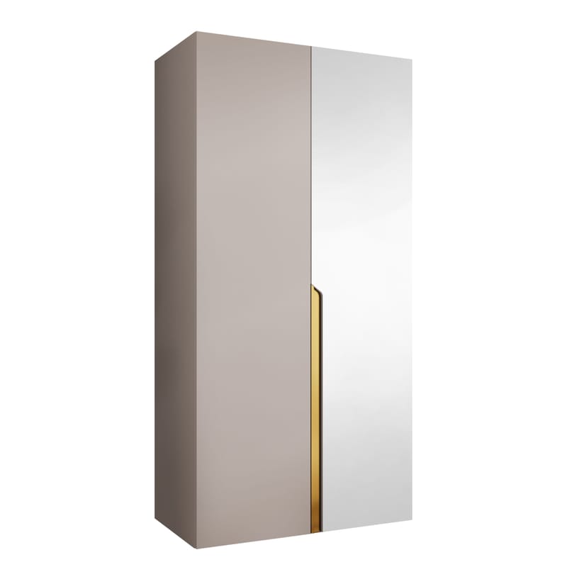Milias-vaatekaappi peilillä 100x202 cm - Kulta, beige - Säilytys - Vaatesäilytys - Vaatekaappi