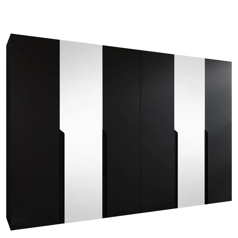 Milias-vaatekaappi peilillä 300x202 cm, musta