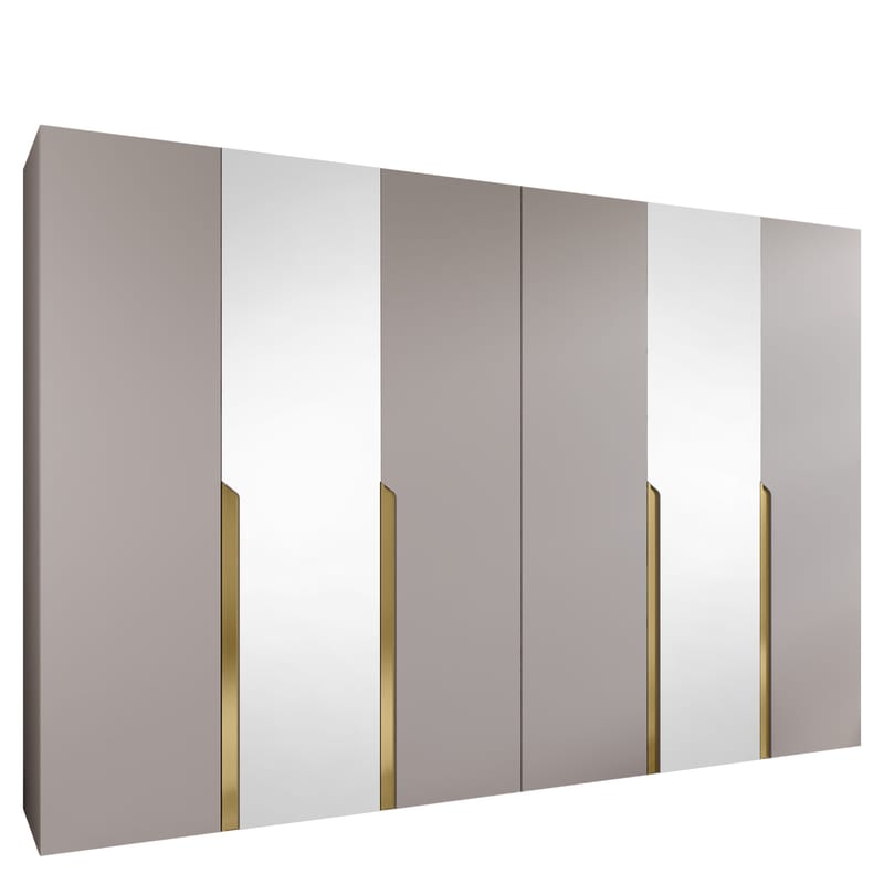 Milias-vaatekaappi peilillä 300x202 cm, beige / kulta