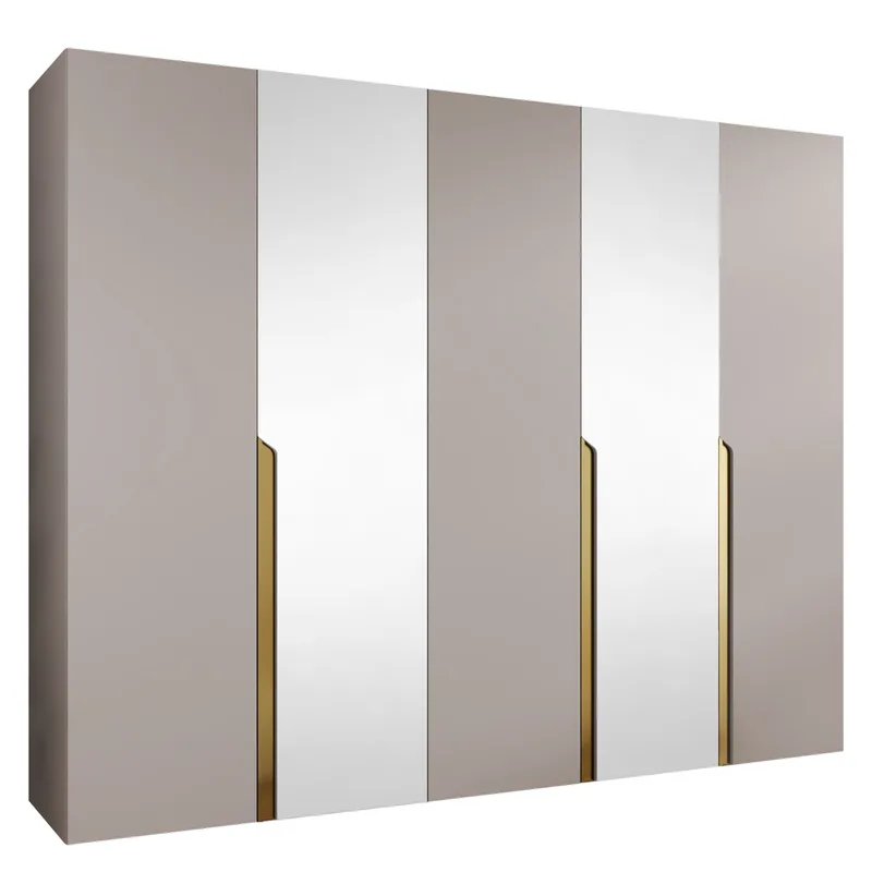 Milias-vaatekaappi peilillä 250x202 cm - beige - Säilytys - Vaatesäilytys - Vaatekaappi