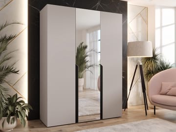 Milias-vaatekaappi peilillä 150x202 cm - beige - Säilytys - Vaatesäilytys - Vaatekaappi