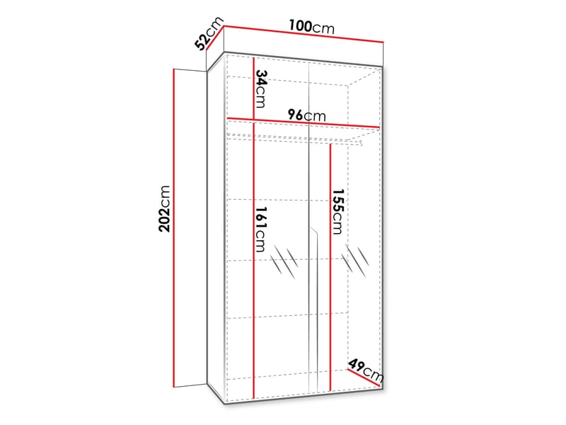 Milias-vaatekaappi peilillä 100x202 cm - beige / kulta - Säilytys - Vaatesäilytys - Vaatekaappi