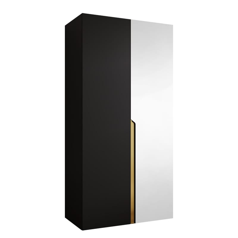 Milias-vaatekaappi peilillä 100x202 cm - Kulta, musta - Säilytys - Vaatesäilytys - Vaatekaappi