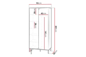 Monfort Vaatekaappi 92x201 cm - Beige - Säilytys - Vaatesäilytys - Vaatekaappi