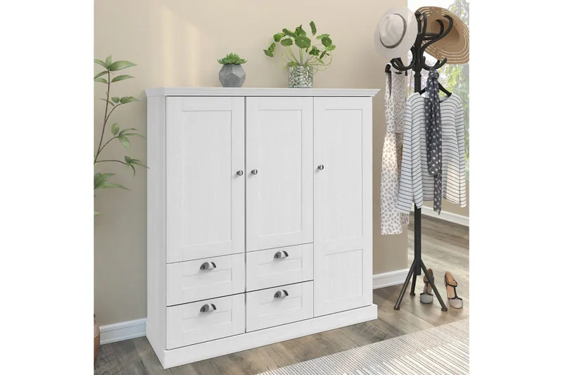 Motala Vaatekaappi 122x130 cm - Valkoinen - Säilytys - Vaatesäilytys - Vaatekaappi
