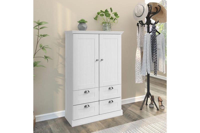 Motala Vaatekaappi 83x130 cm - Valkoinen - Säilytys - Vaatesäilytys - Vaatekaappi