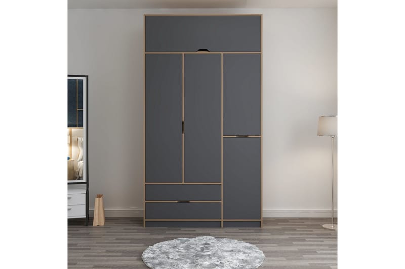 Munna Vaatekaappi 140x253 cm - Antrasiitti - Säilytys - Vaatesäilytys - Vaatekaappi