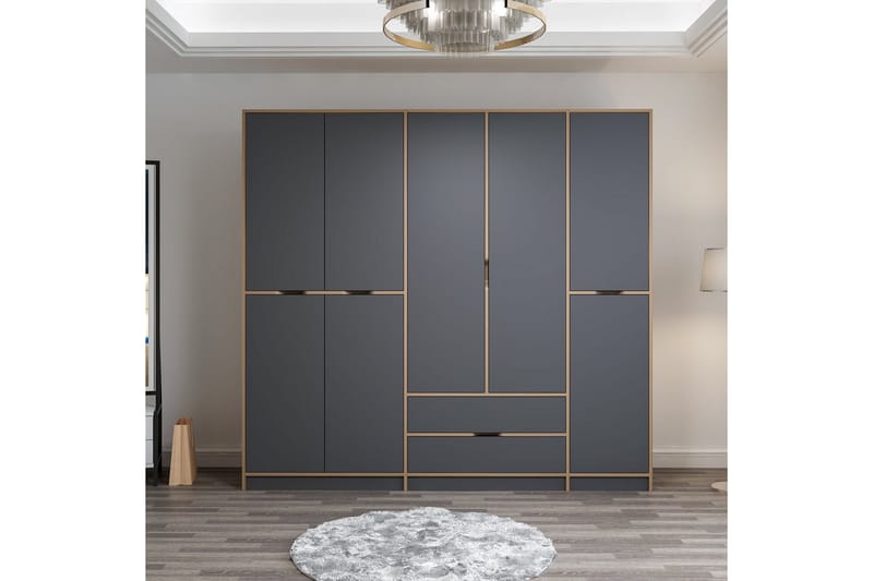 Munna Vaatekaappi 232x208 cm - Antrasiitti - Säilytys - Vaatesäilytys - Vaatekaappi